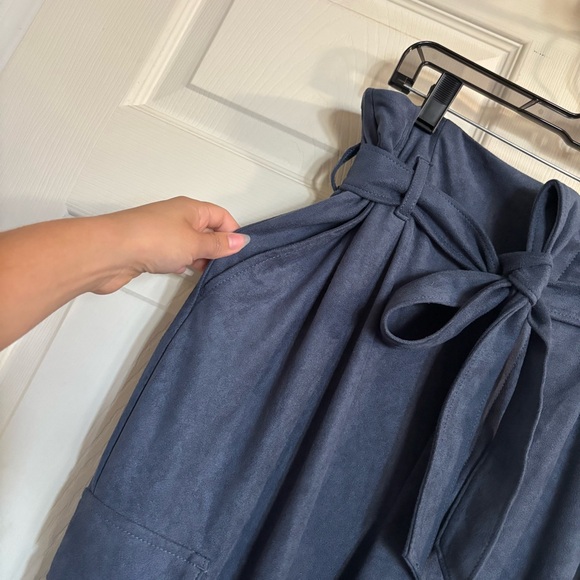 White House Black Market Faux UltraSuede Paperbag Waist Tapered Ankle Pant - Picture 4 of 14